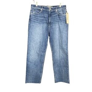 NWT Hudson Remi High Rise Straight Ankle Jeans Sz 32‎ Bravery Raw Hem Stretch